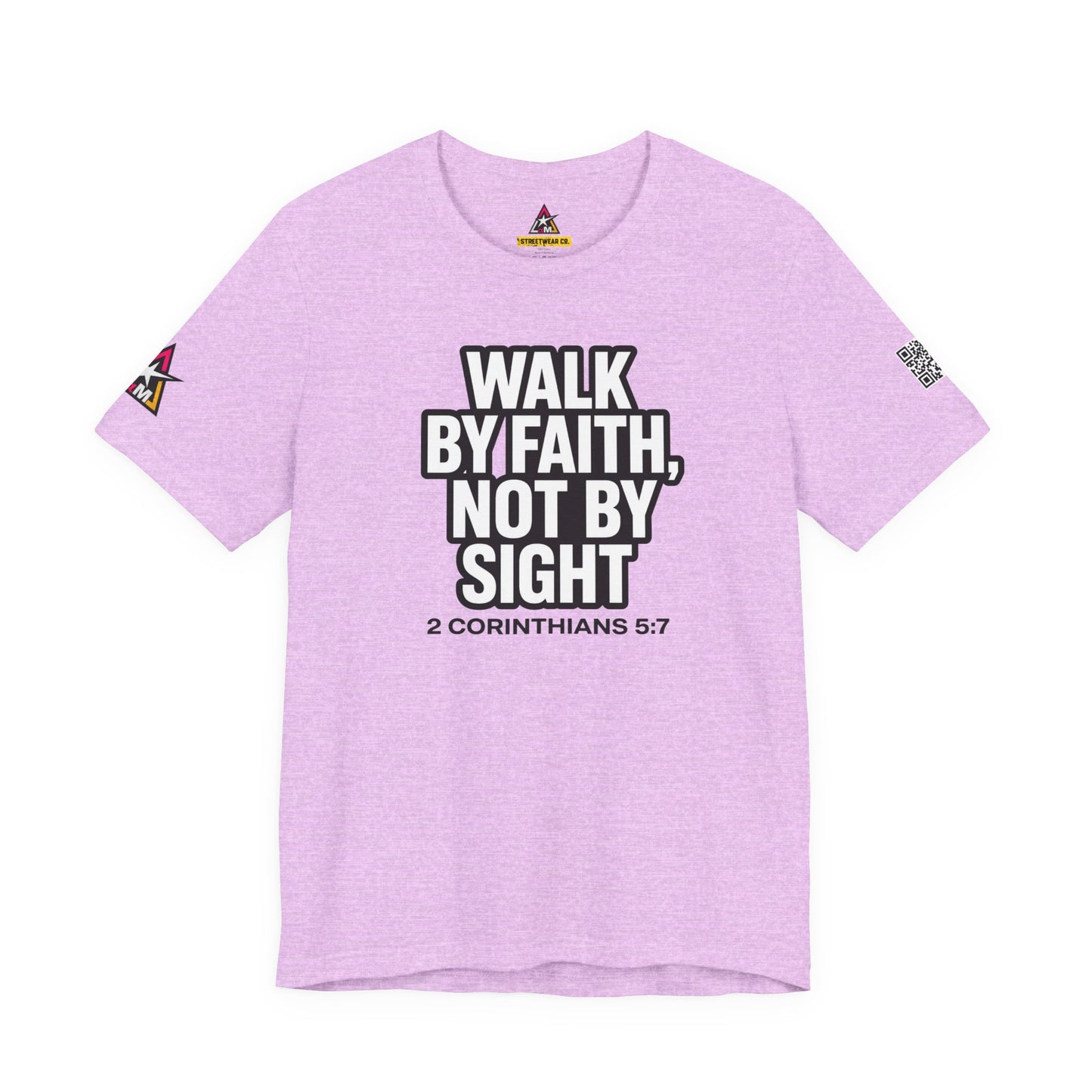 Walk by Faith, Not by Sight Graphic T-Shirt | 2 Corinthians 5:7 Christian Tee | Faith Streetwear