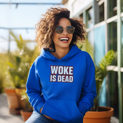 Woke Is Dead Statement Hoodie with Bold Lettering