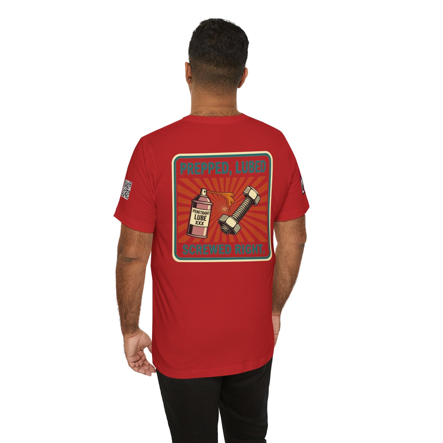 PREPPED, LUBED, SCREWED RIGHT Graphic T-Shirt | Mechanic Humor Tee | Funny Garage Shirt | Vintage Streetwear Tee