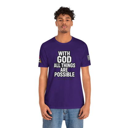 With God All Things Are Possible Graphic T-Shirt | Matthew 19:26 Christian Tee | Faith & Strength Streetwear