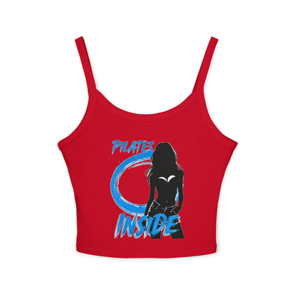 PILATES INSIDE | Funny Fitness Graphic Spaghetti Strap Tank Top | Pilates Lifestyle Streetwear