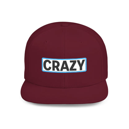 CRAZY Embroidered Snapback Hat | Funny Statement Cap | Bold Streetwear Flat Bill | Conversation Starter Gift