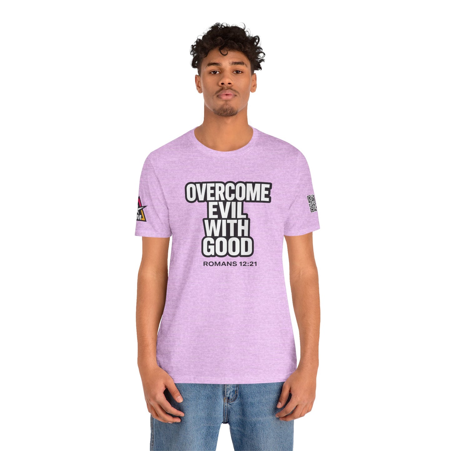 Overcome Evil With Good Graphic T-Shirt | Romans 12:21 Christian Tee | Faith & Strength Streetwear
