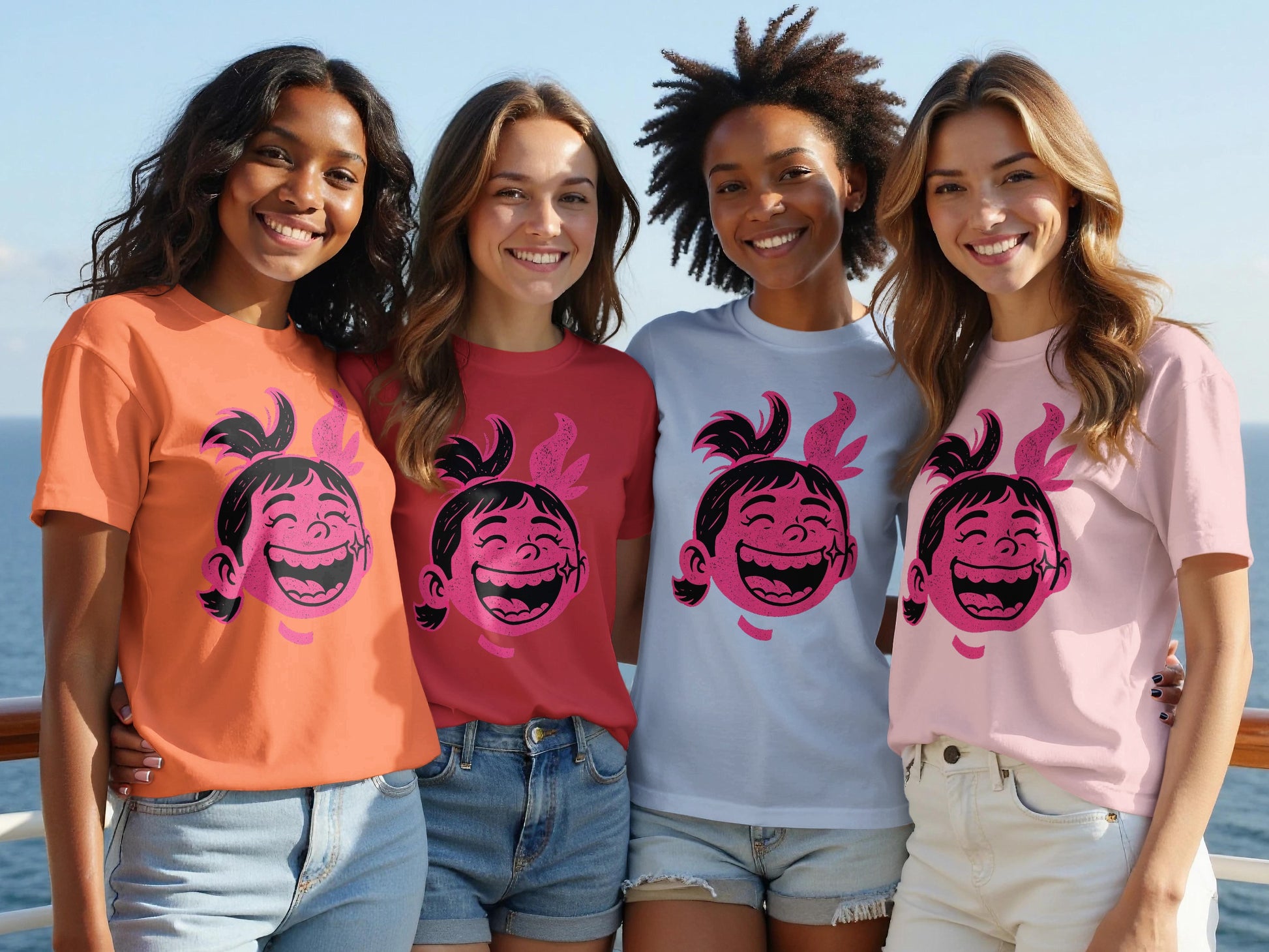 Fun Cartoon Character Face Graphic Tee
