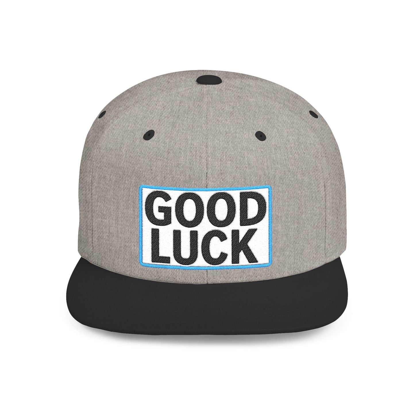 GOOD LUCK Embroidered Flat Bill Snapback Cap | Lucky Statement Hat | Streetwear Baseball Cap
