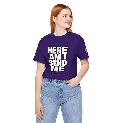 Here Am I, Send Me Graphic T-Shirt | Isaiah 6:8 Christian Tee | Faith Statement Shirt