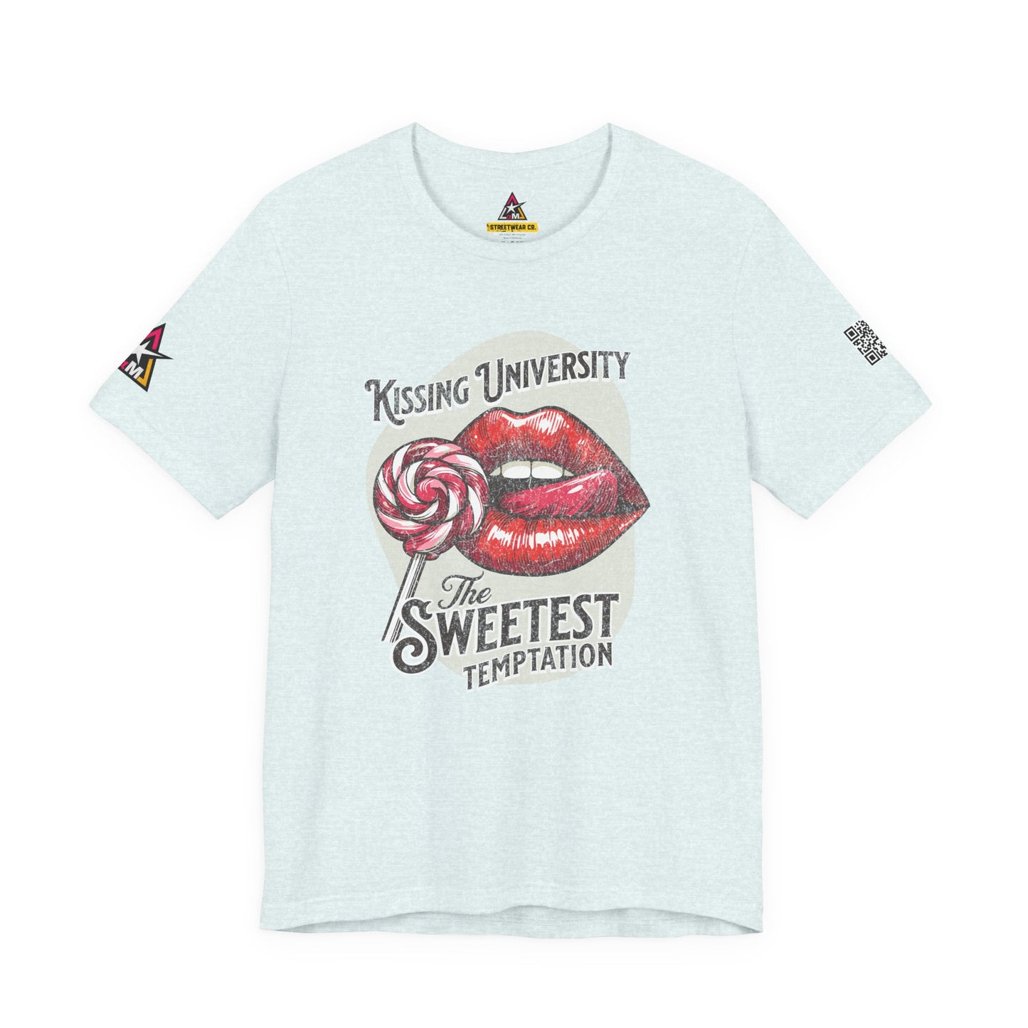 Kissing University Graphic T-Shirt | Sweetest Temptation Tee | Flirty Retro Streetwear Shirt