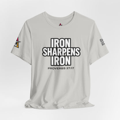 Iron Sharpens Iron Graphic T-Shirt | Proverbs 27:17 Christian Tee | Faith & Strength Streetwear
