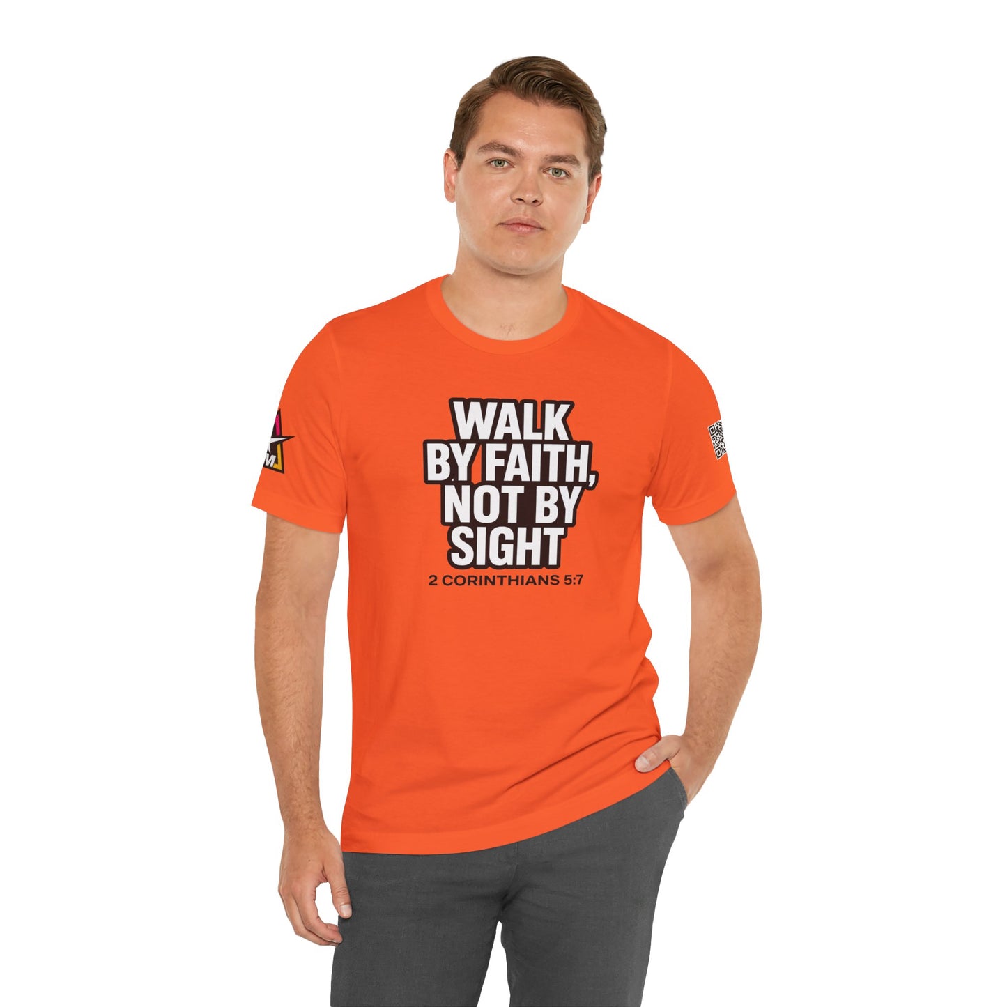 Walk by Faith, Not by Sight Graphic T-Shirt | 2 Corinthians 5:7 Christian Tee | Faith Streetwear