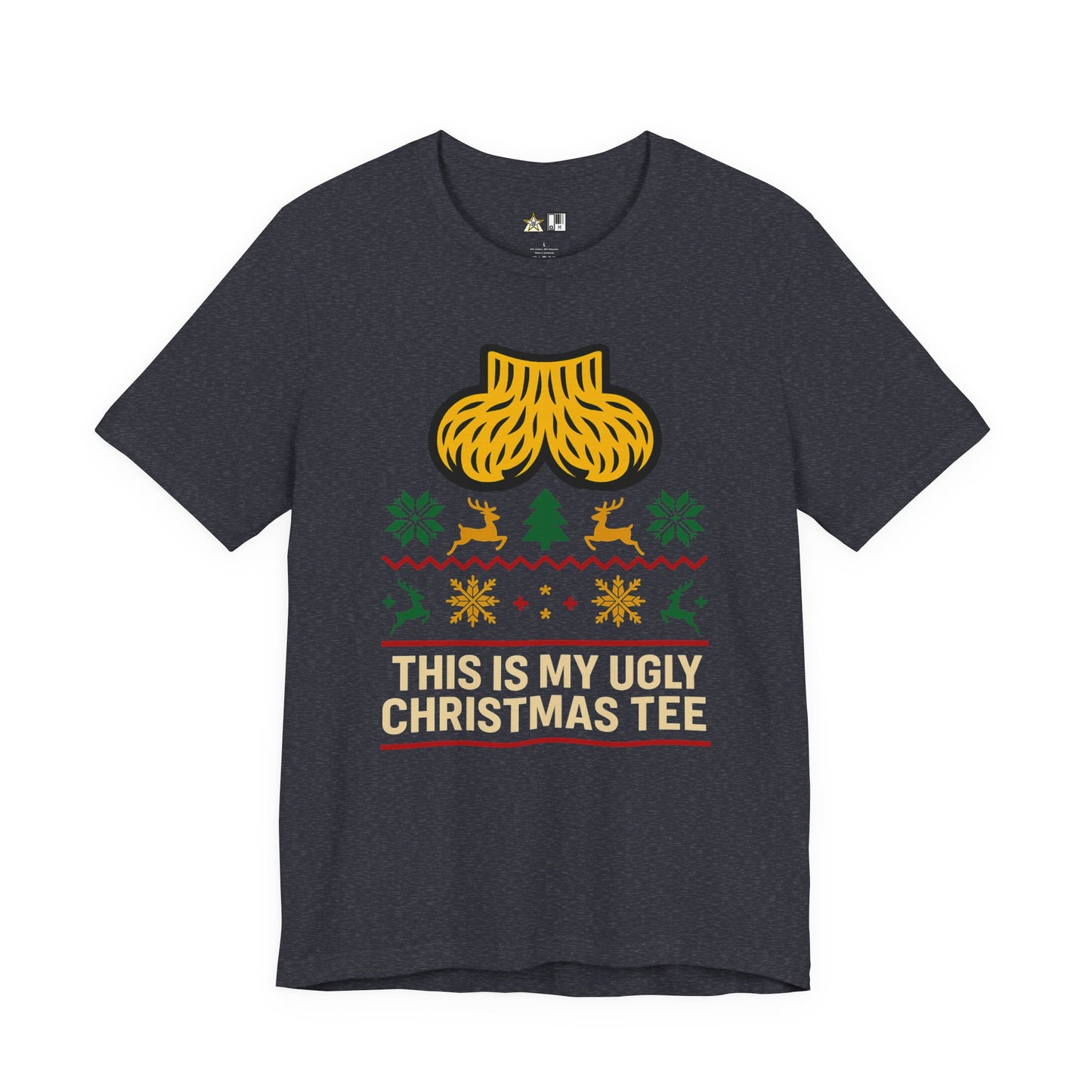 This Is My Ugly Christmas Tee Bold Reindeer & Gold Balls Ornament Holiday T-Shirt