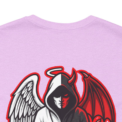 LOOK TWICE Angel & Devil Graphic T-Shirt | Duality Streetwear Tee | Good vs Evil Shirt | Unisex Graphic Tee