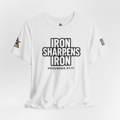 Iron Sharpens Iron Graphic T-Shirt | Proverbs 27:17 Christian Tee | Faith & Strength Streetwear
