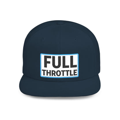 FULL THROTTLE Embroidered Flat Bill Snapback Cap | Bold Motorsport Hat | Streetwear Baseball Cap