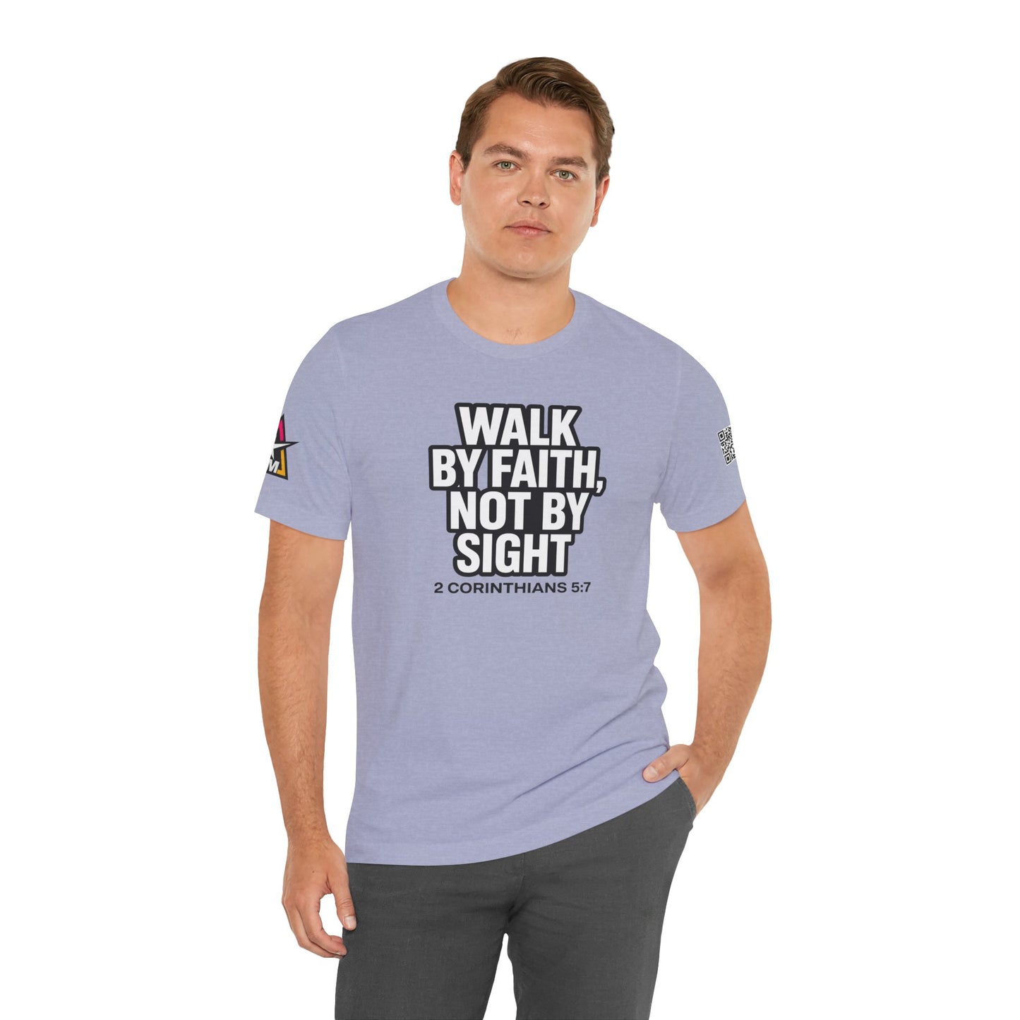 Walk by Faith, Not by Sight Graphic T-Shirt | 2 Corinthians 5:7 Christian Tee | Faith Streetwear