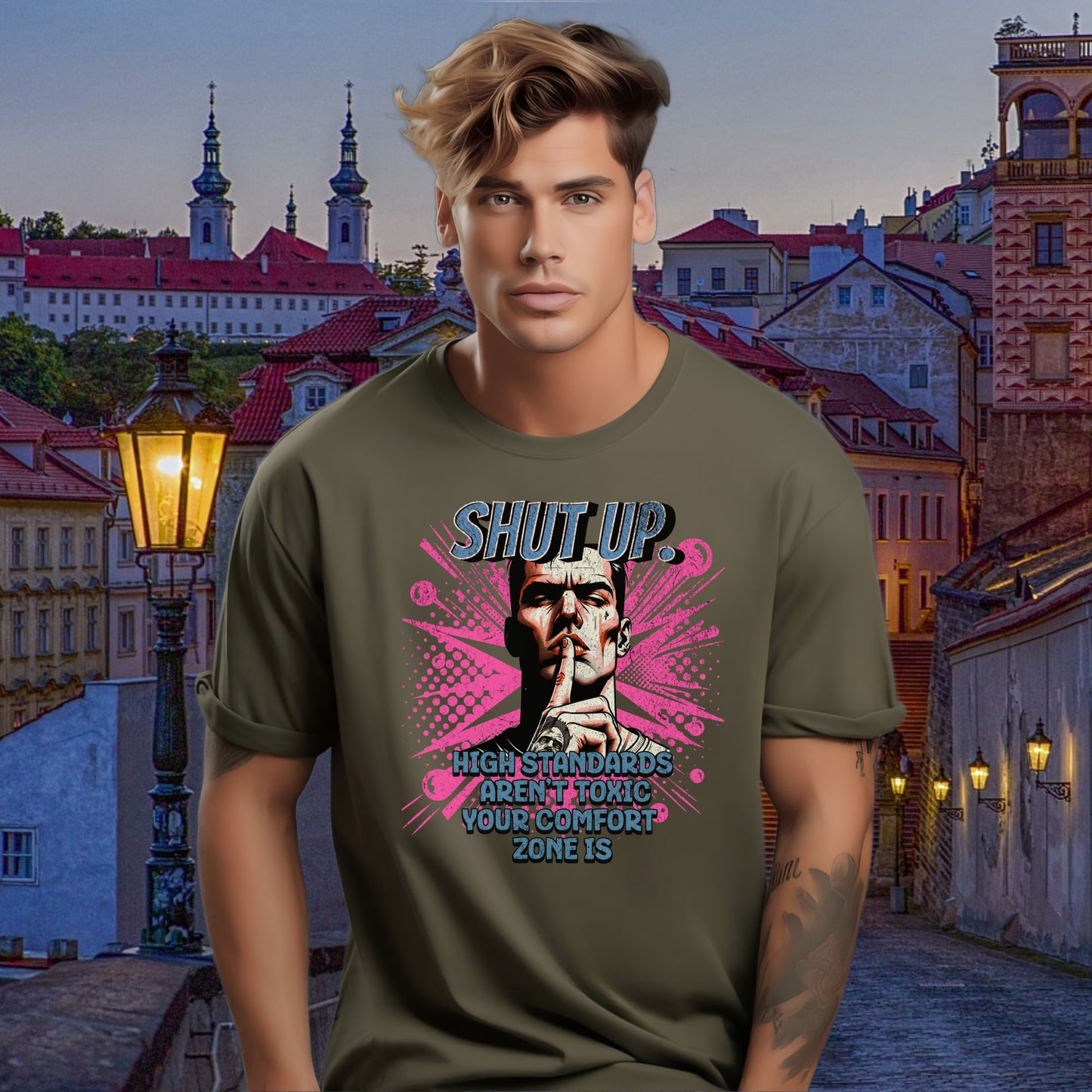 Bold Graphic Tee High Standards Comfort Zone Shirt product