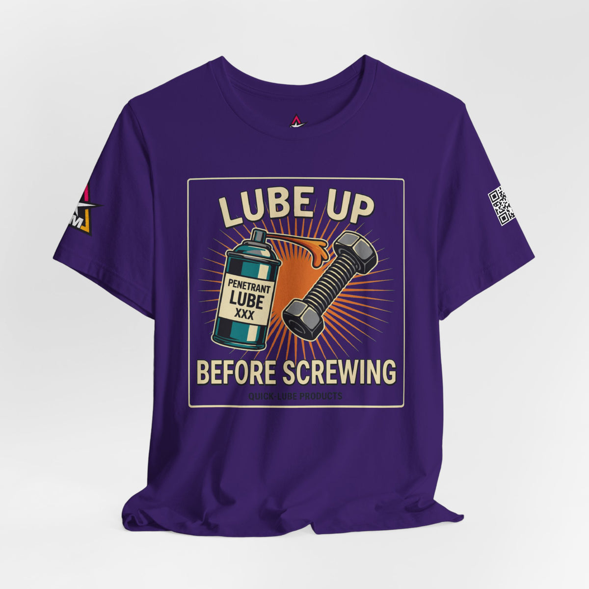 LUBE UP BEFORE SCREWING Graphic T-Shirt | Funny Mechanic Tee | Dirty Garage Humor Shirt | Vintage Automotive Tee