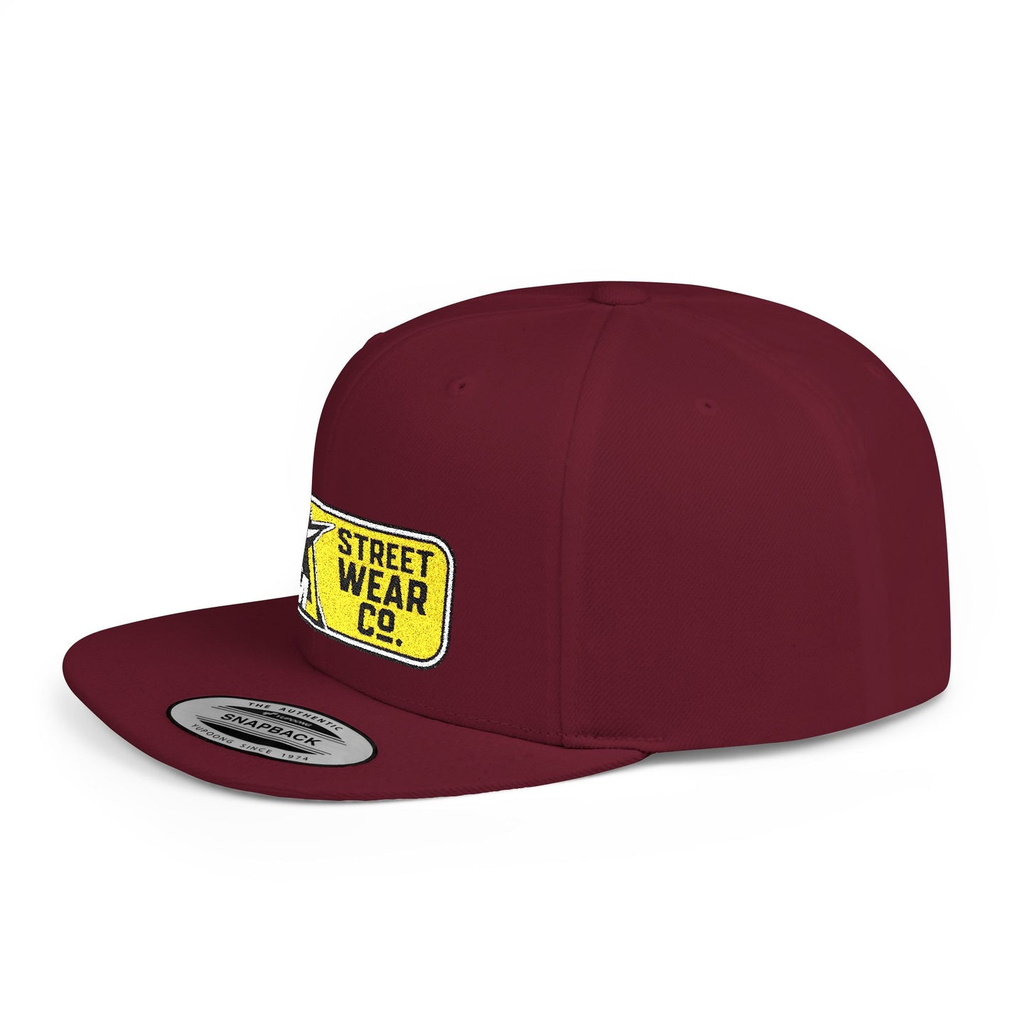 AM Streetwear Co. Embroidered Snapback Hat | Premium Streetwear Cap | Modern Logo Flat Bill Hat | Everyday Lifestyle Cap