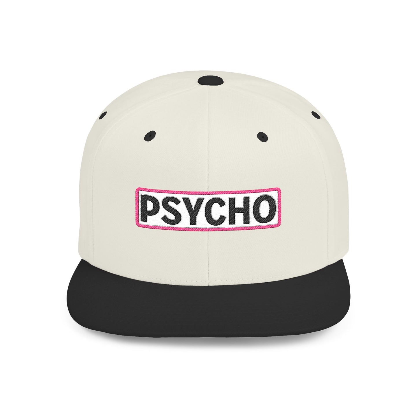 PSYCHO Embroidered Snapback Hat | Funny Statement Cap | Bold Streetwear Flat Bill | Conversation Starter Gift