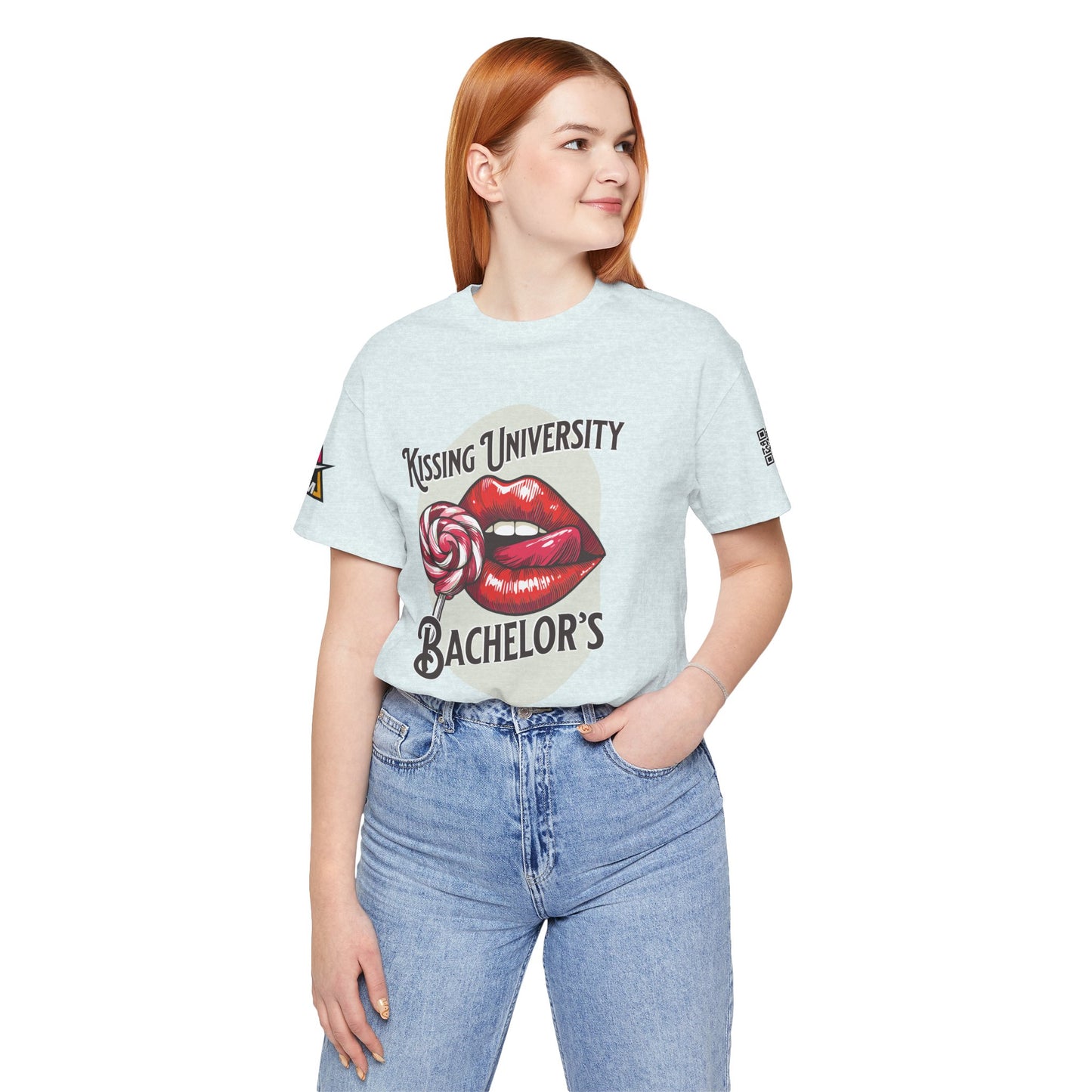 Kissing University Bachelor’s Graphic T-Shirt | Flirty Retro Tee | Funny Kissing Shirt