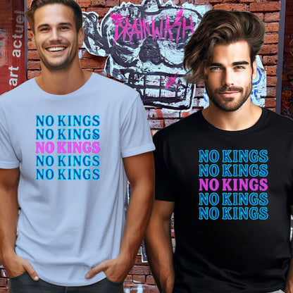No Kings Repeated Print Stylish Graphic Tee