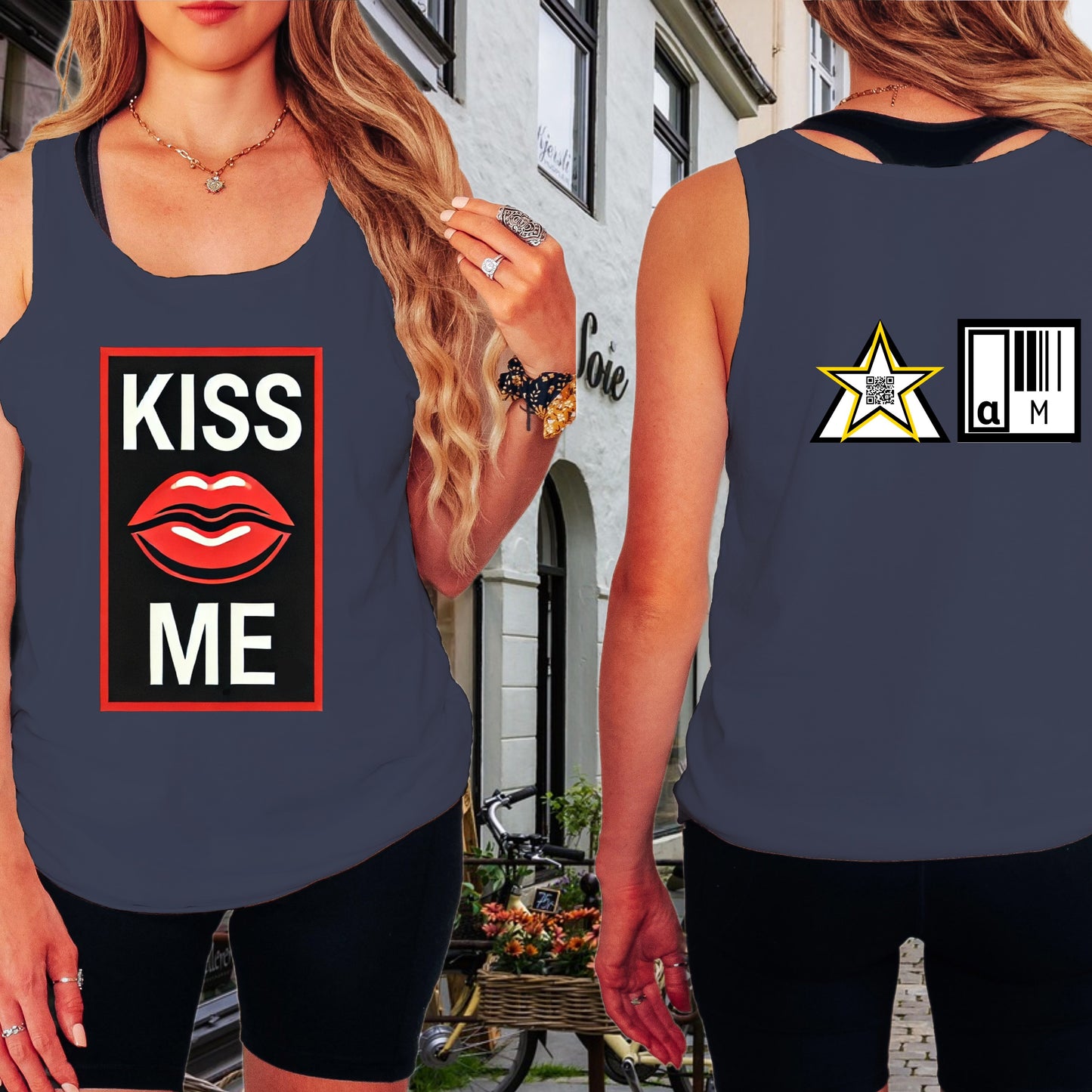 Kiss Me Graphic Tank Top Sleeveless Casual Shirt product type