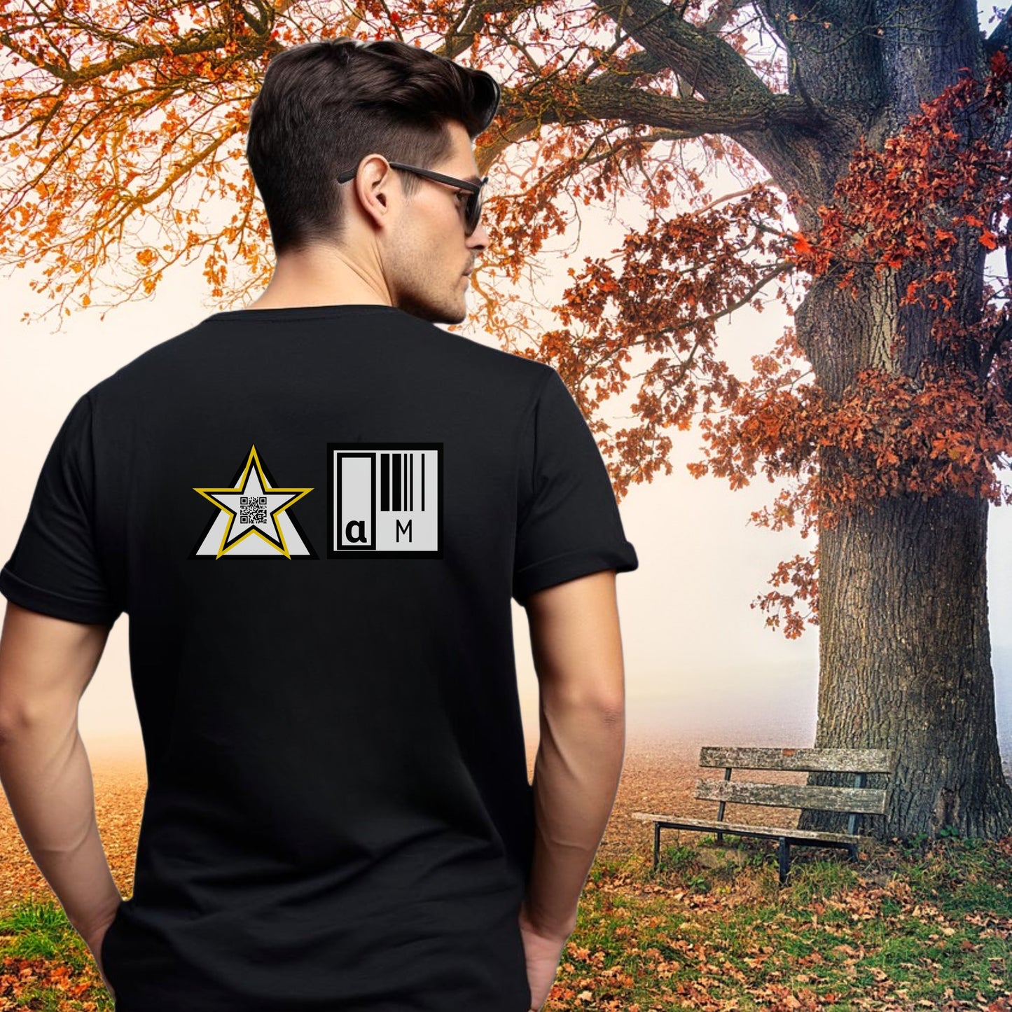 Stylish Star and Barcode Graphic T-Shirt product