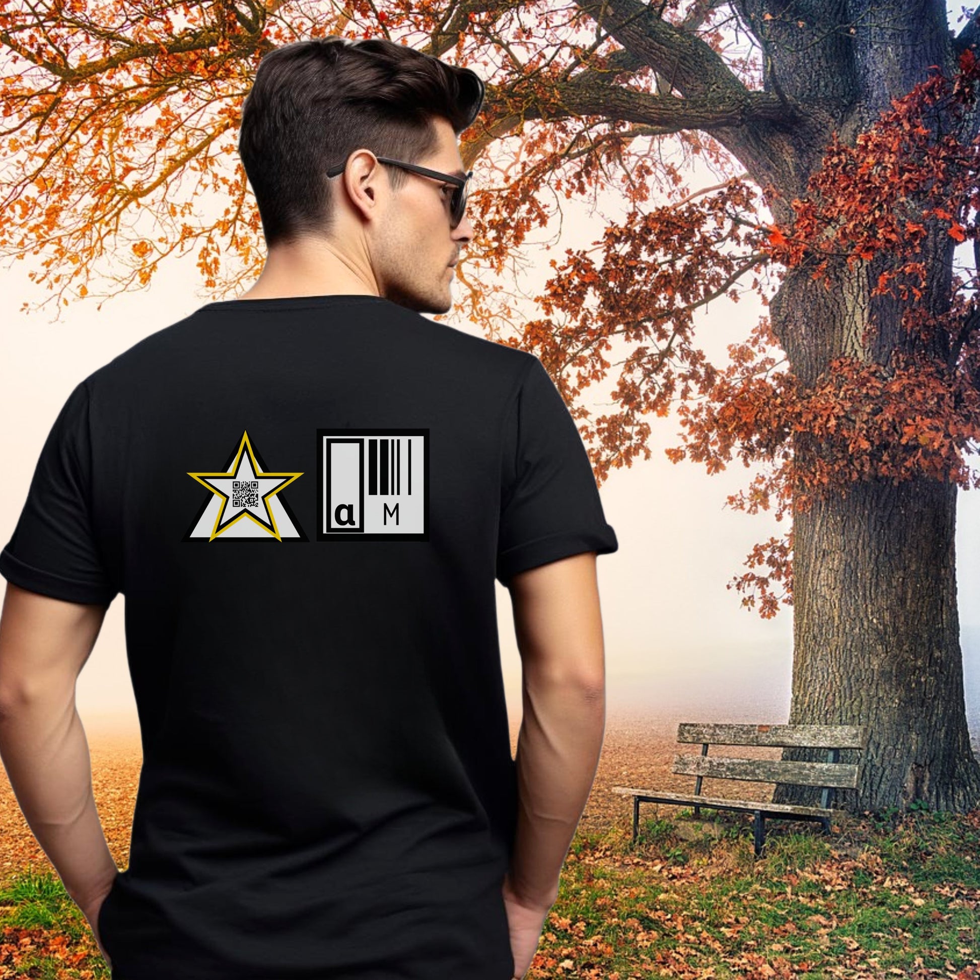 Stylish Star and Barcode Graphic T-Shirt product