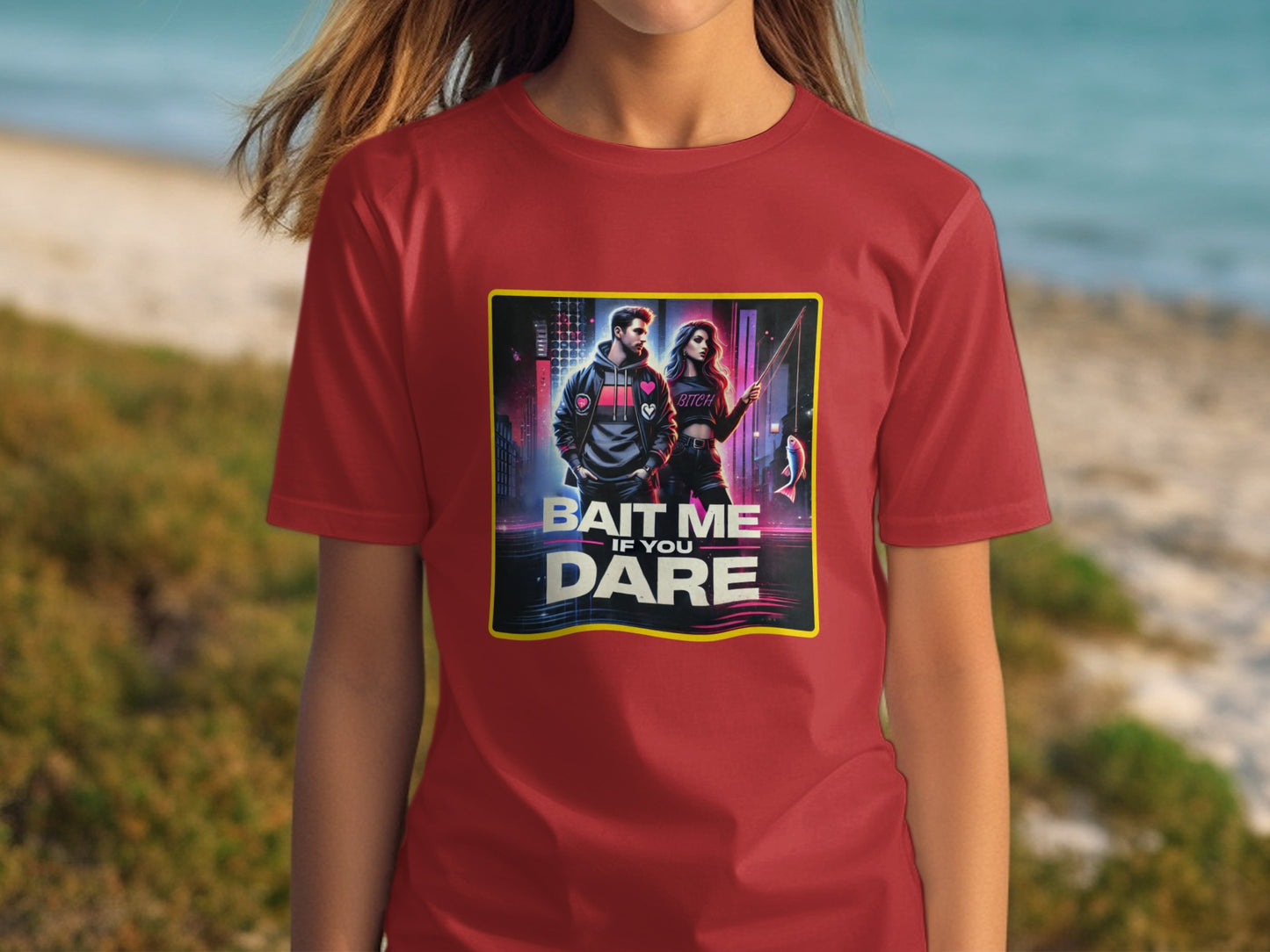 Bait Me If You Dare Graphic Red T-shirt product