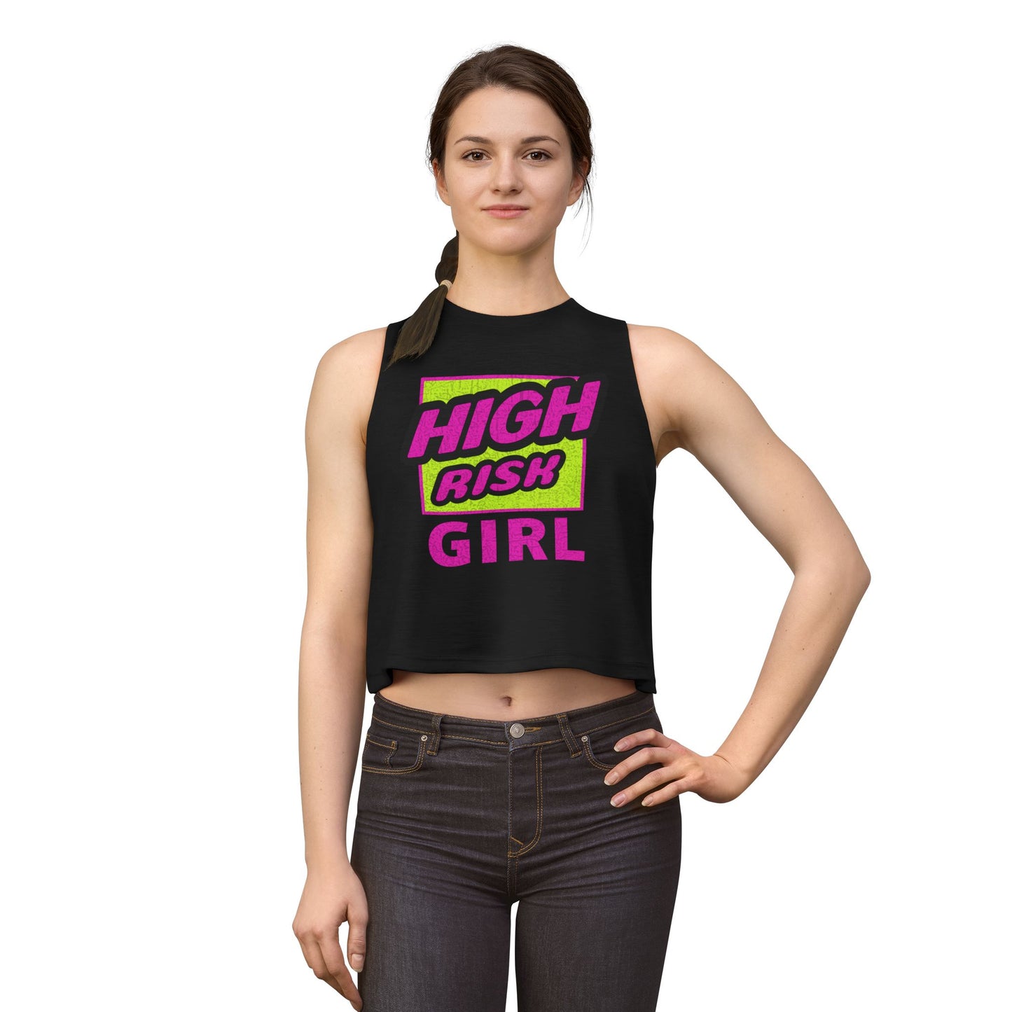 HIGH RISK GIRL | Funny Dating Graphic Women's Crop Top | Flirty Red Flag Streetwear