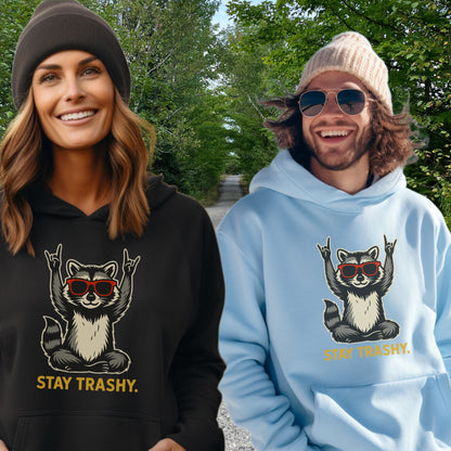 Stay Trashy Hoodie with Cool Raccoon Design