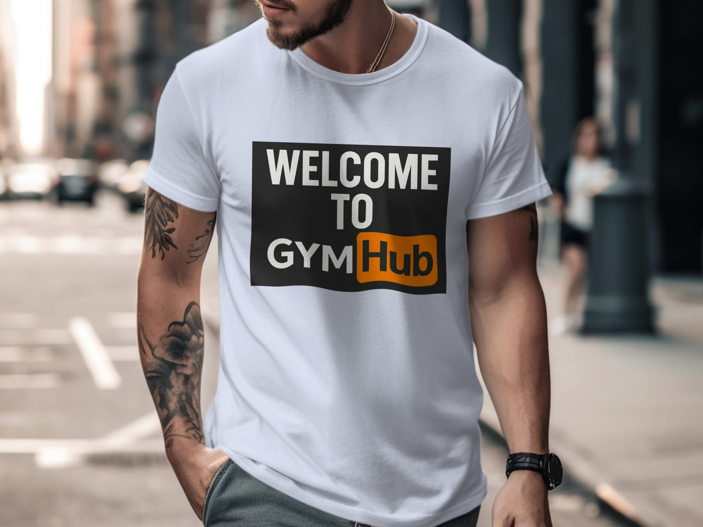 Welcome to GymHub graphic t-shirt for fitness product