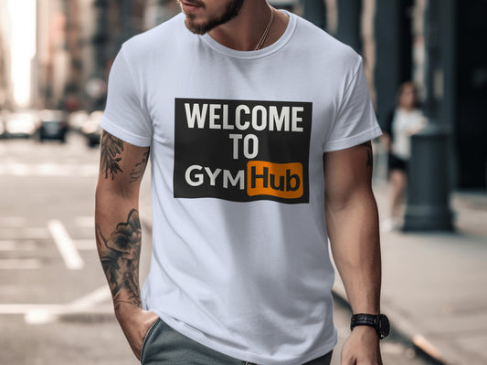 Welcome to GymHub graphic t-shirt for fitness product