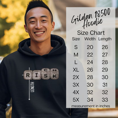 Gildan 18500 Hoodie Size Chart with Various Sizes
