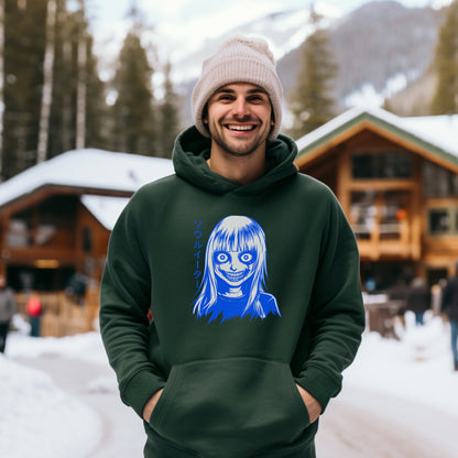 Blue Anime Horror Face Graphic Hoodie Product