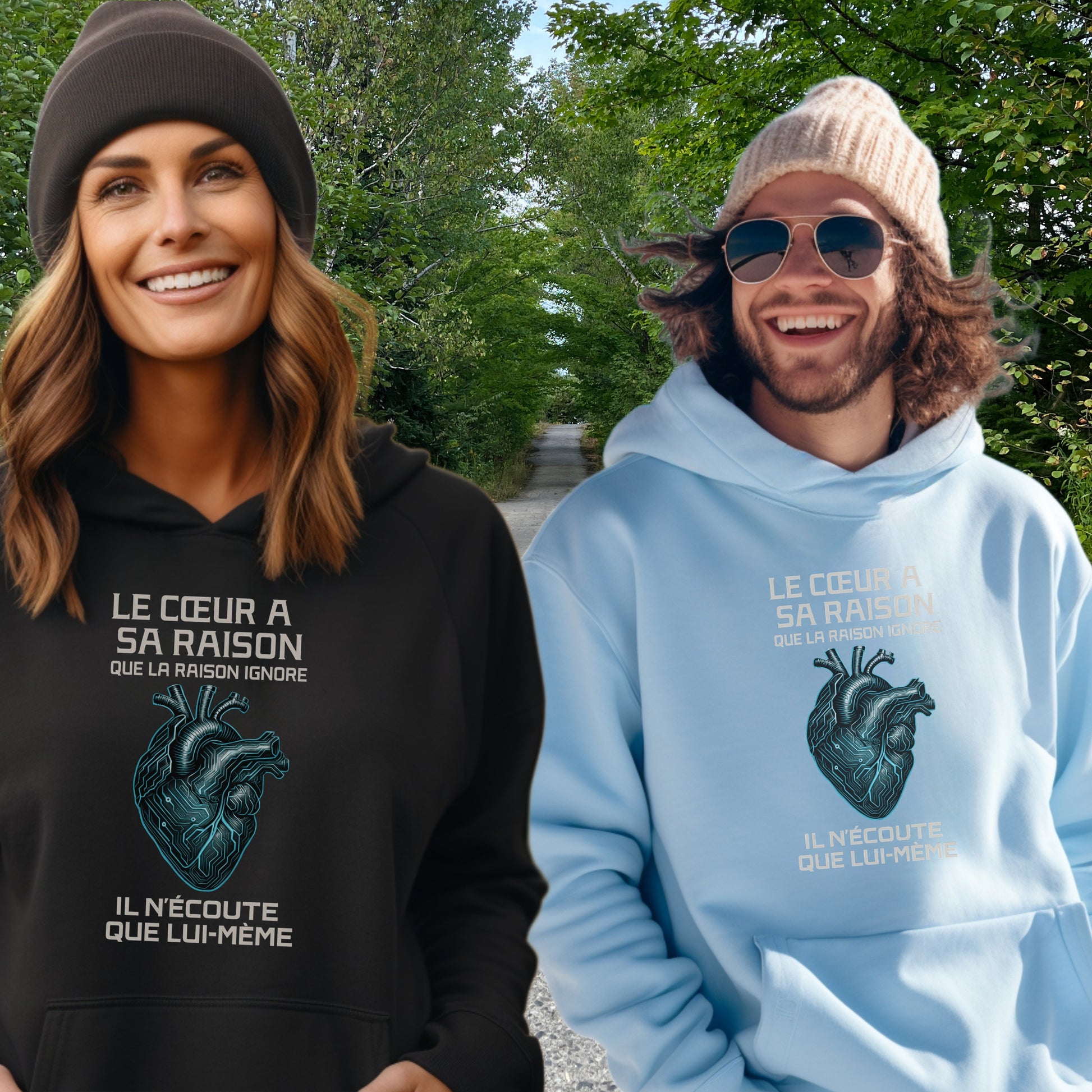 Le Coeur A Sa Raison Graphic Hoodie For Fashion