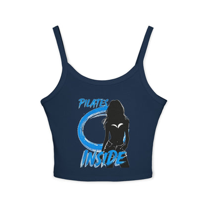 PILATES INSIDE | Funny Fitness Graphic Spaghetti Strap Tank Top | Pilates Lifestyle Streetwear