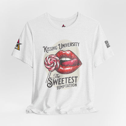 Kissing University Graphic T-Shirt | Sweetest Temptation Tee | Flirty Retro Streetwear Shirt