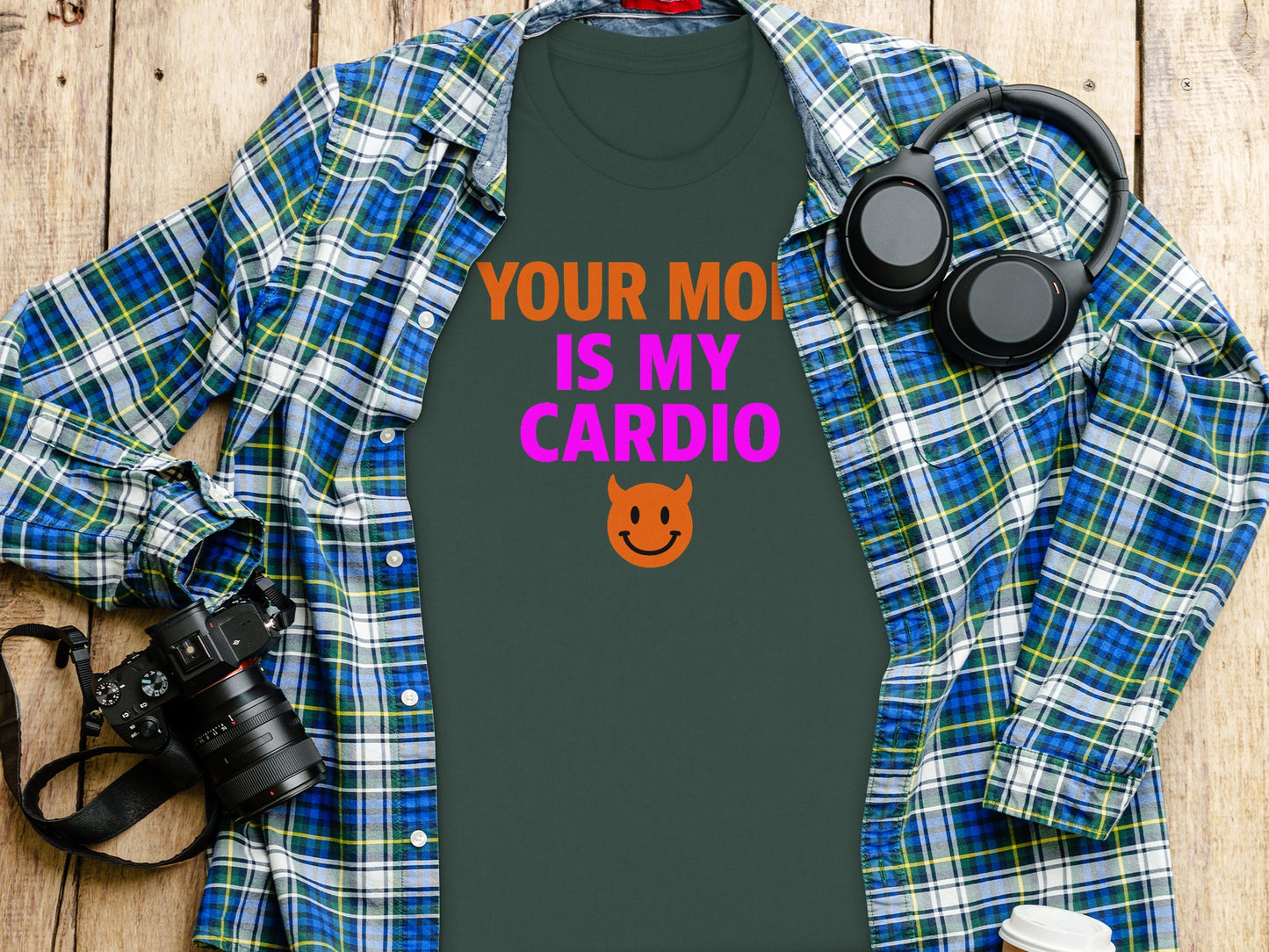 Your Mom Is My Cardio Devil Emoji Fun T-Shirt