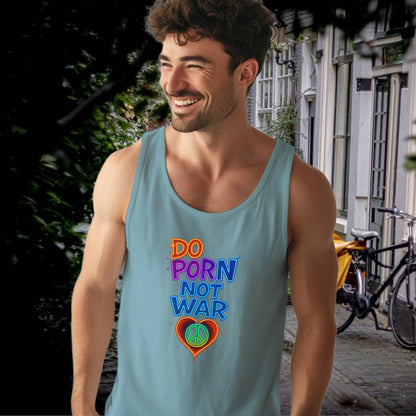 Do Porn Not War Tank Top, Peace Sign Shirt, Anti War Top, Slogan Tank, Colorful Text Tank Top, Trendy Tank Top, Graphic Tank Top