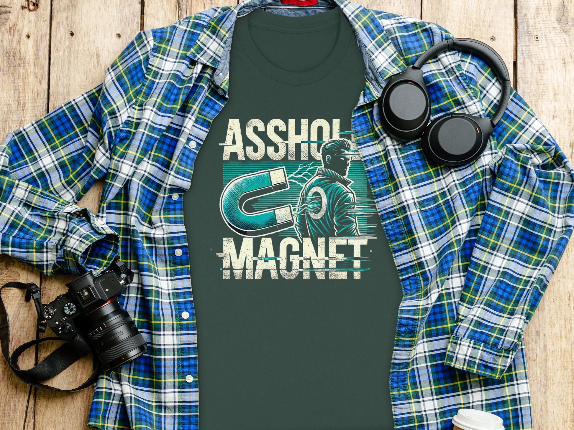 Asshole Magnet Graphic Tee Shirt Funny Novelty Product