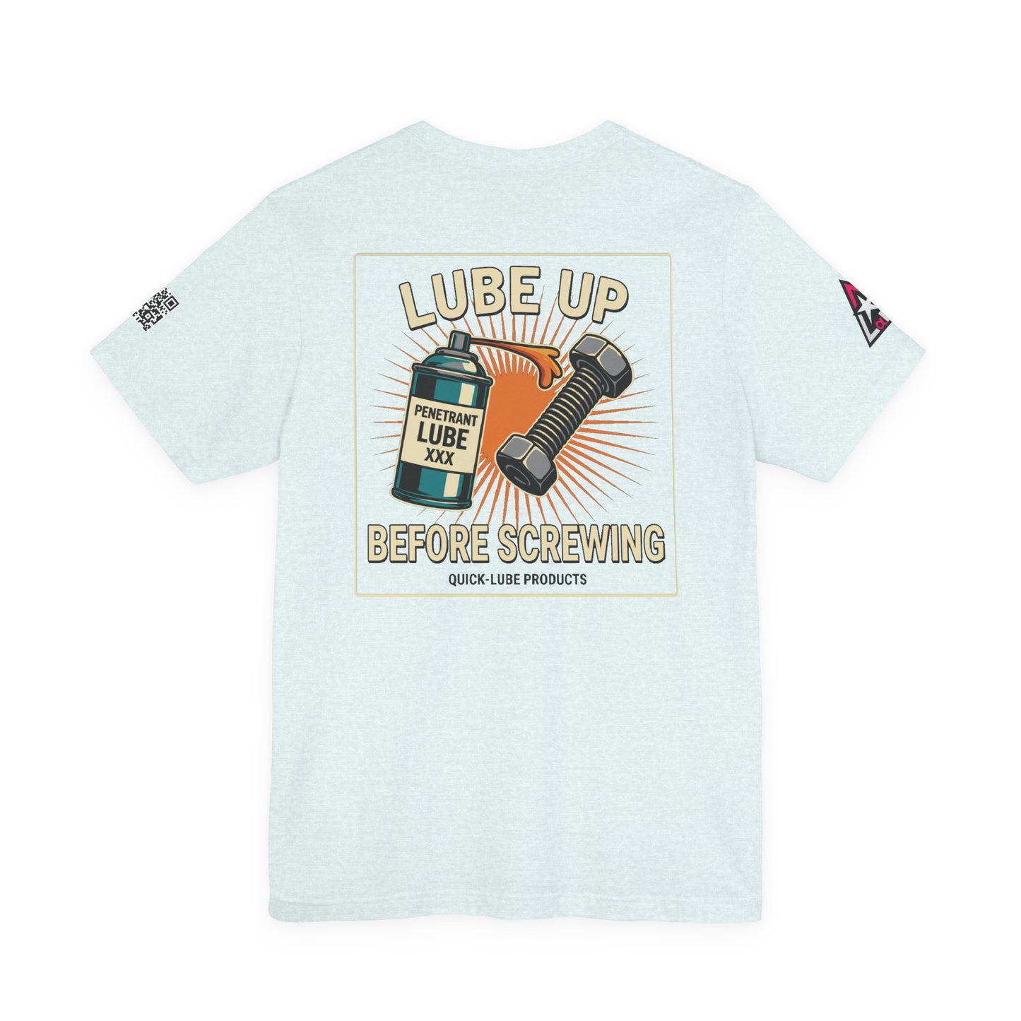 LUBE UP BEFORE SCREWING Graphic T-Shirt | Funny Mechanic Tee | Dirty Garage Humor Shirt | Vintage Automotive Tee