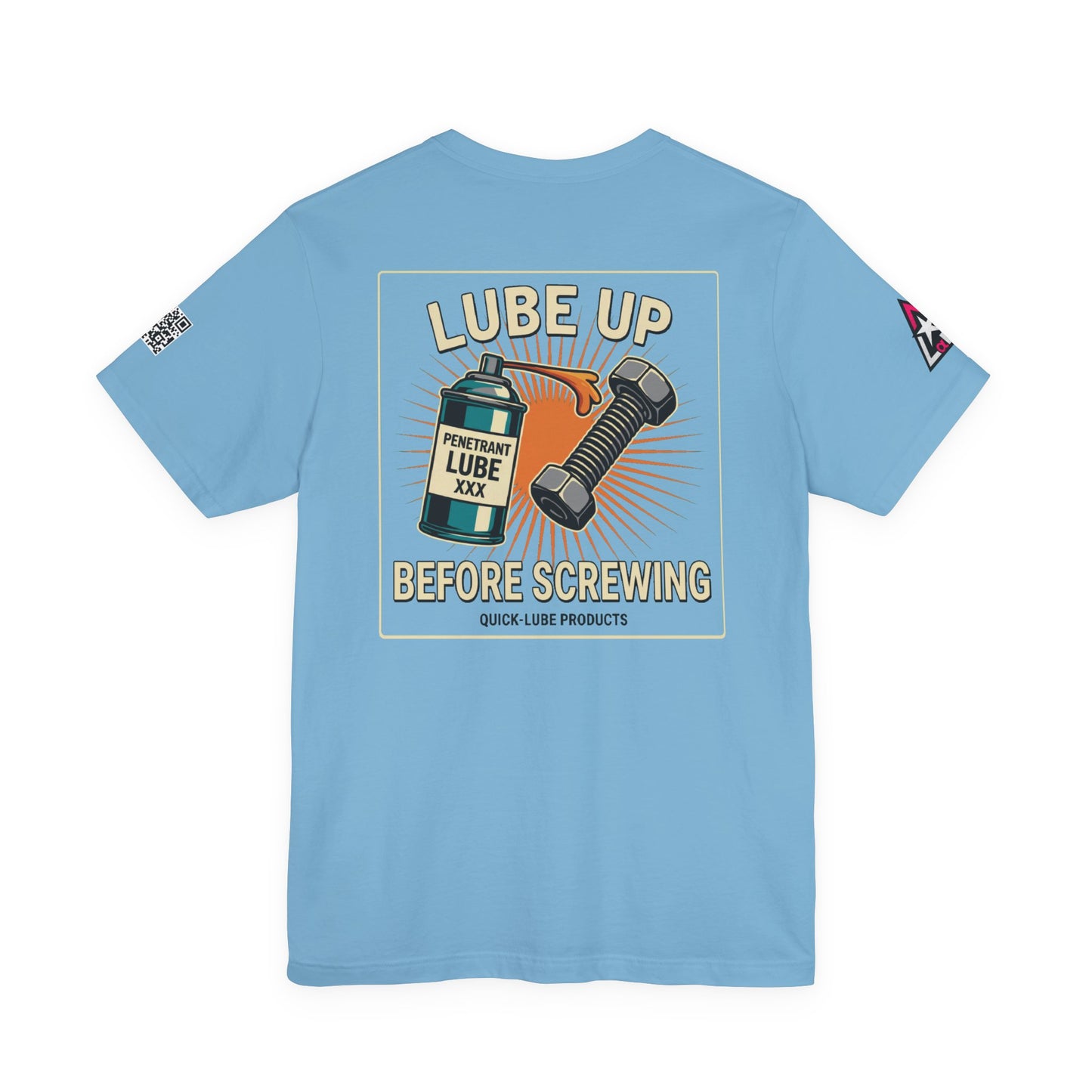 LUBE UP BEFORE SCREWING Graphic T-Shirt | Funny Mechanic Tee | Dirty Garage Humor Shirt | Vintage Automotive Tee