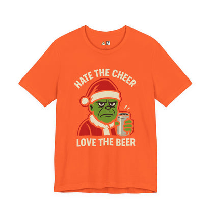 Hate the Cheer Love the Beer – Unisex Bold Holiday Graphic Tee