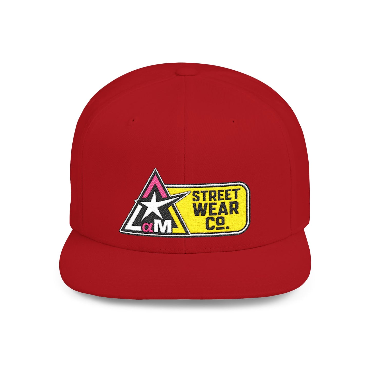 AM Streetwear Co. Embroidered Snapback Hat | Premium Streetwear Cap | Modern Logo Flat Bill Hat | Everyday Lifestyle Cap