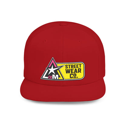 AM Streetwear Co. Embroidered Snapback Hat | Premium Streetwear Cap | Modern Logo Flat Bill Hat | Everyday Lifestyle Cap