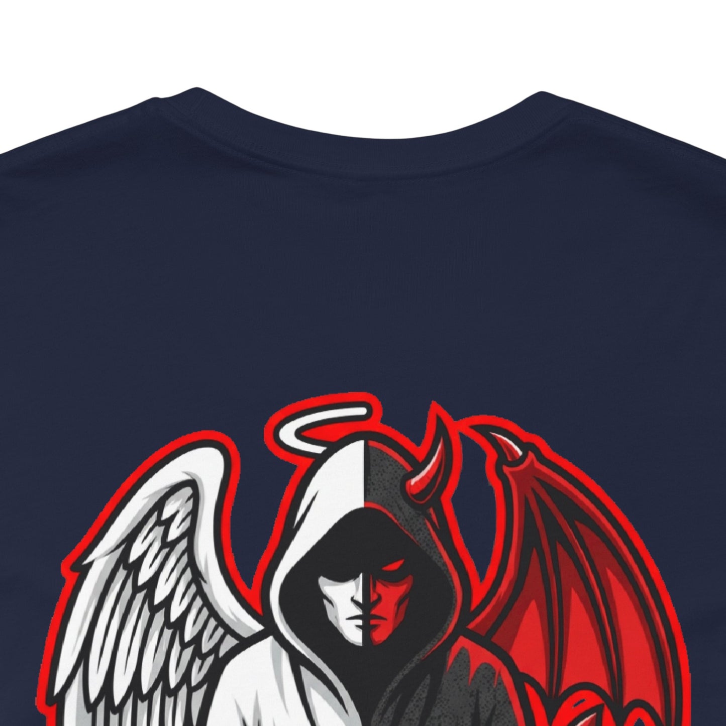 LOOK TWICE Angel & Devil Graphic T-Shirt | Duality Streetwear Tee | Good vs Evil Shirt | Unisex Graphic Tee