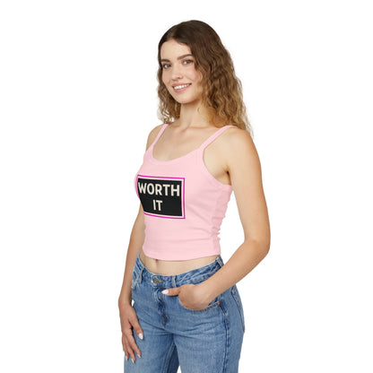 WORTH IT | Funny Dating Graphic Spaghetti Tank | Flirty Confidence Streetwear