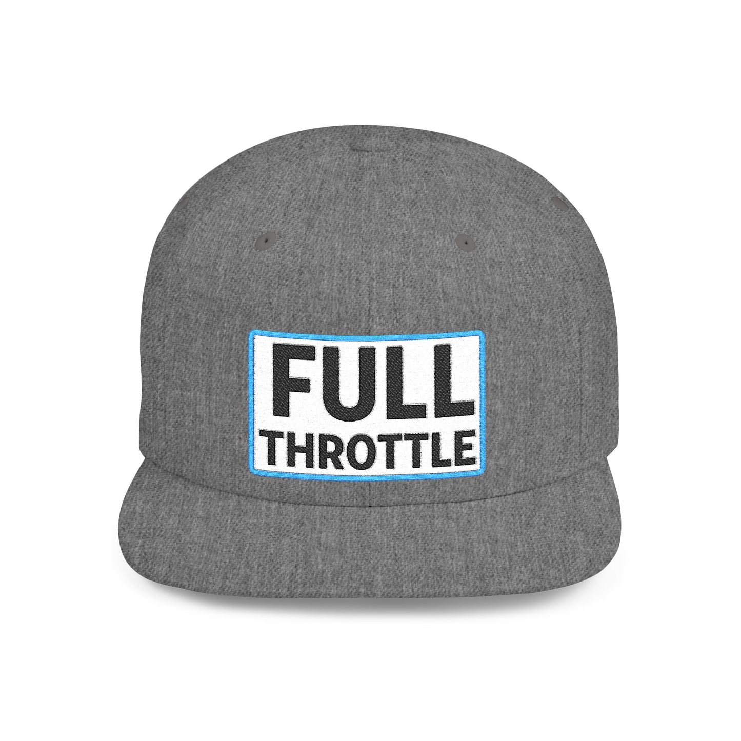 FULL THROTTLE Embroidered Flat Bill Snapback Cap | Bold Motorsport Hat | Streetwear Baseball Cap