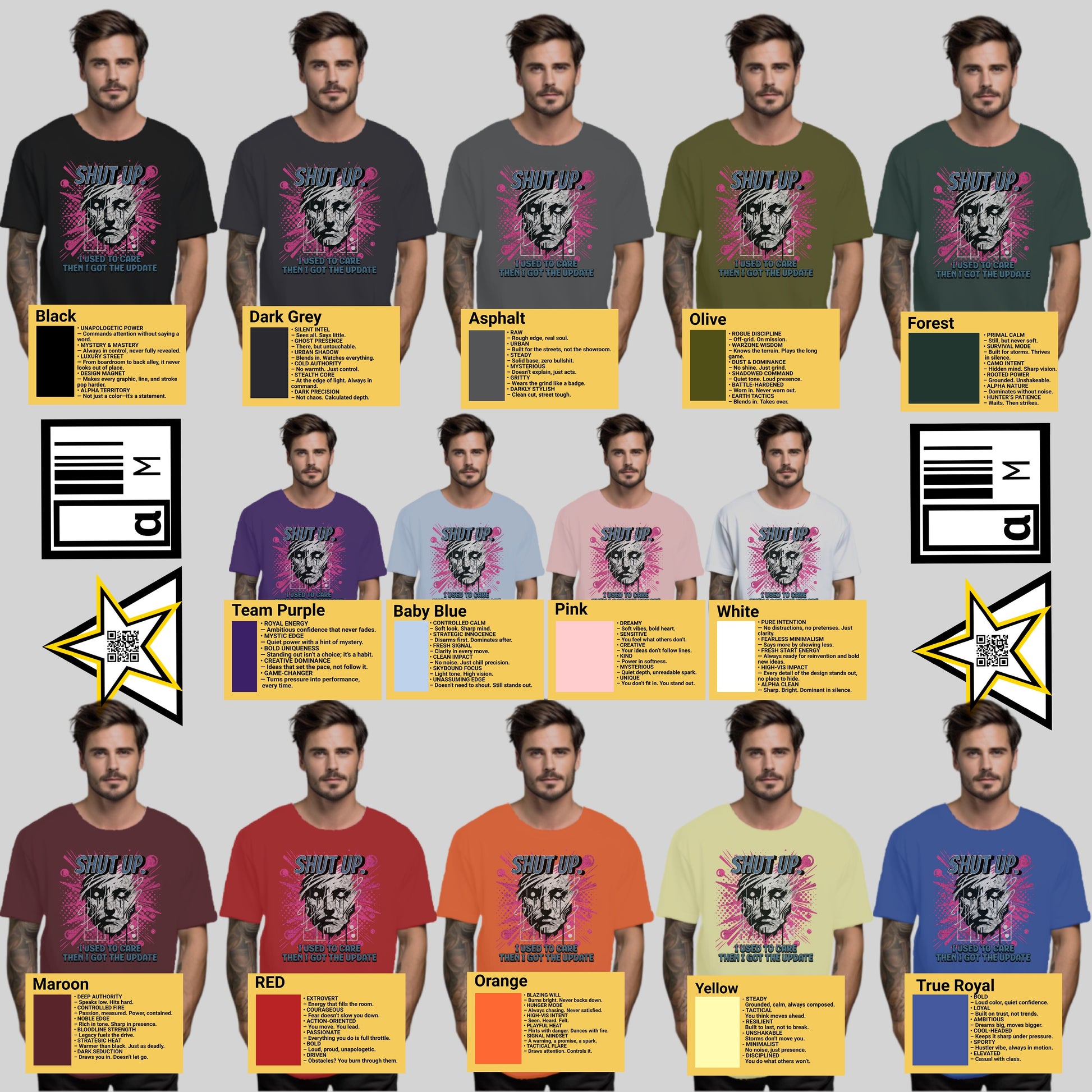 Star Print Graphic Tees for Men Assorted Colors product type