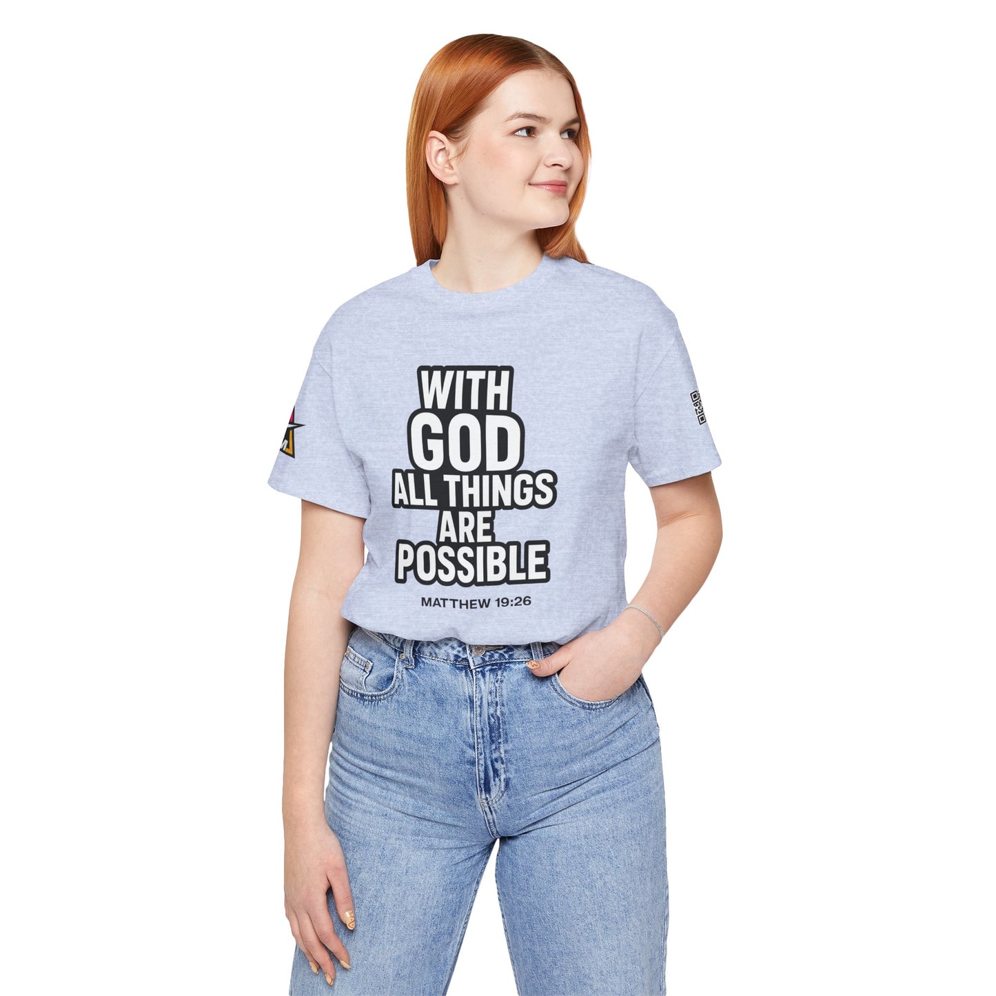 With God All Things Are Possible Graphic T-Shirt | Matthew 19:26 Christian Tee | Faith & Strength Streetwear